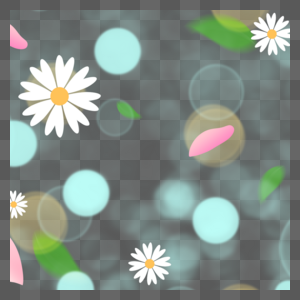 白色小雏菊与蓝色圆球树叶春天植物光效花卉图片