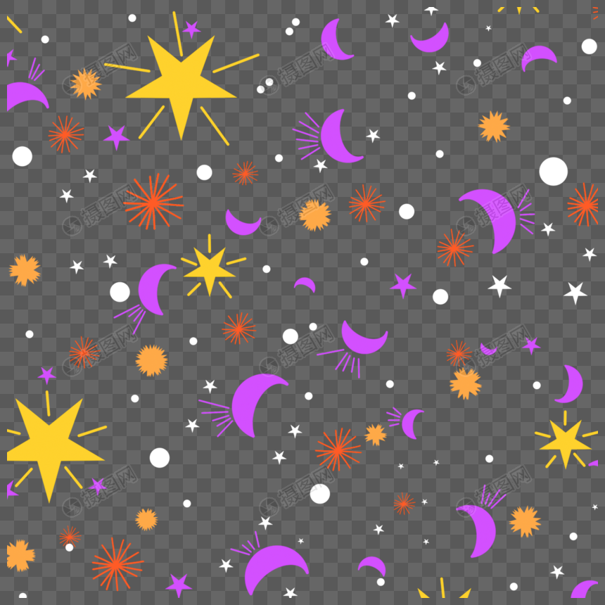 紫色月亮黄色星星天空宇宙航星图图片