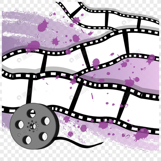 紫红色水彩电影胶卷图片