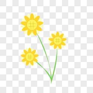 金黄色春天花朵卡通向日葵图片