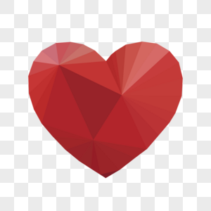 几何多边形低聚内部放射色块红色爱心图片