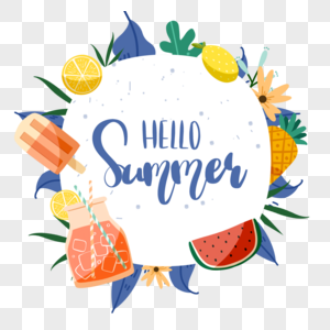 夏季植物果汁饮料水果边框图片