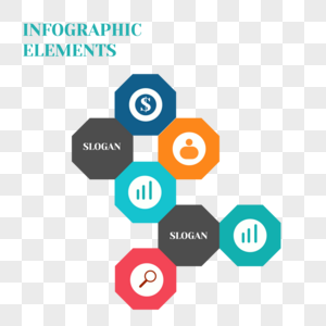 抽象多彩六角业务信息图表元素图片