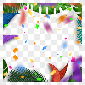 棕榈叶礼花彩色植物边框图片