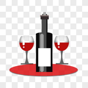 红酒和酒杯卡通装饰贴图图片