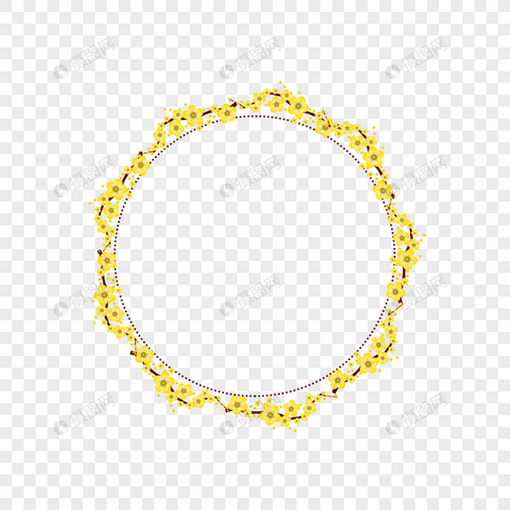 谢肉节黄色花朵做的圆环图片