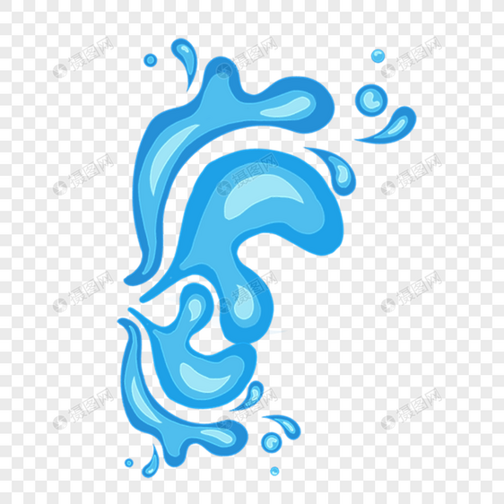 蓝色水花元素泼水节贴图图片