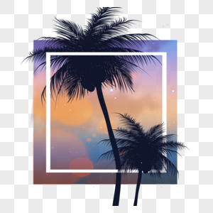 星光下的椰子树夏季夜晚边框图片