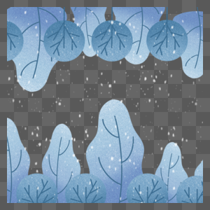 蓝色线条植物叶子冬季植物边框图片