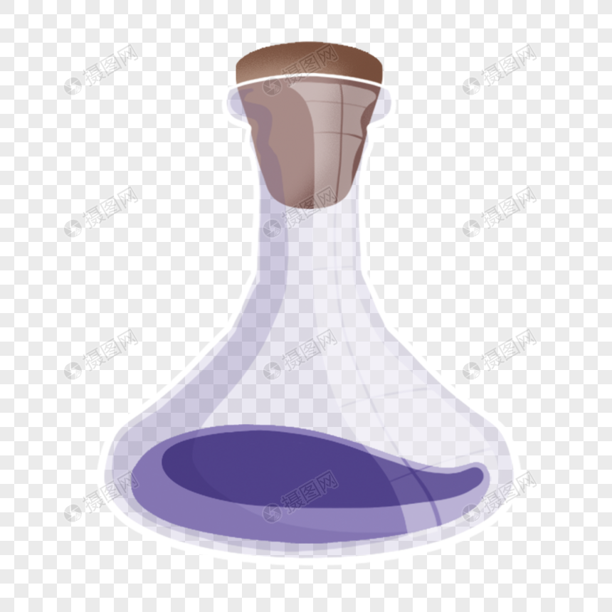 紫色圆底带塞子的香水瓶图片