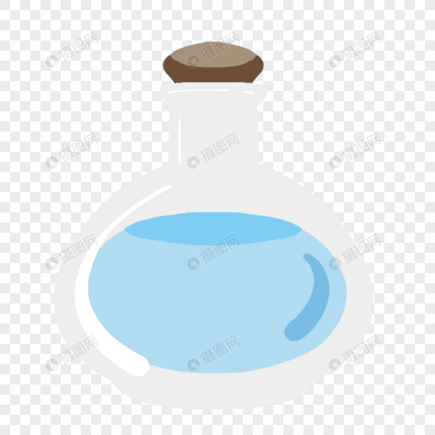 卡通圆肚瓶子蓝色液体图片