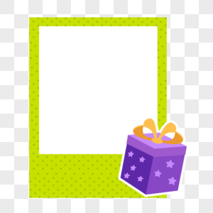紫色礼盒黄色边框背景图片