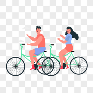 粉色上衣情侣情人节自行车郊游插画图片