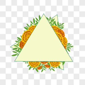 时尚三角形万寿菊边框图片