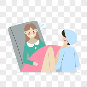 孕妇医院生产插画图片
