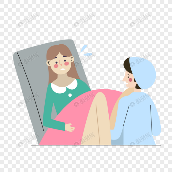孕妇医院生产插画图片