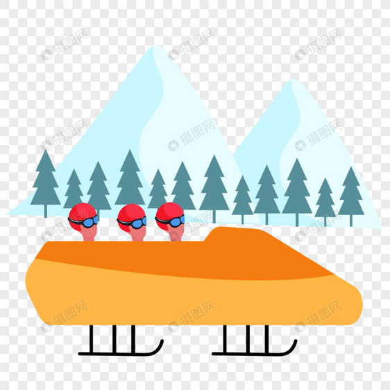 有舵雪橇彩色冬季雪地运动图片