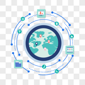 商务团队蓝色圆形地球思维导图高清图片