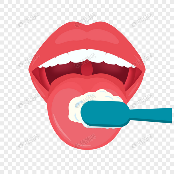 舌头口腔护理卫生牙刷洁白图片