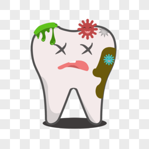 牙齿牙菌卡通牙痛图片