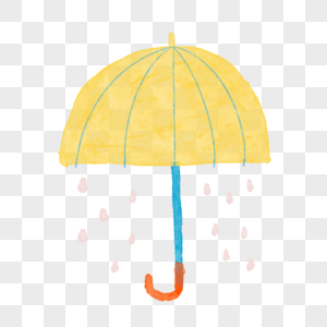 雨伞雨滴黄色蓝色创意插图图片