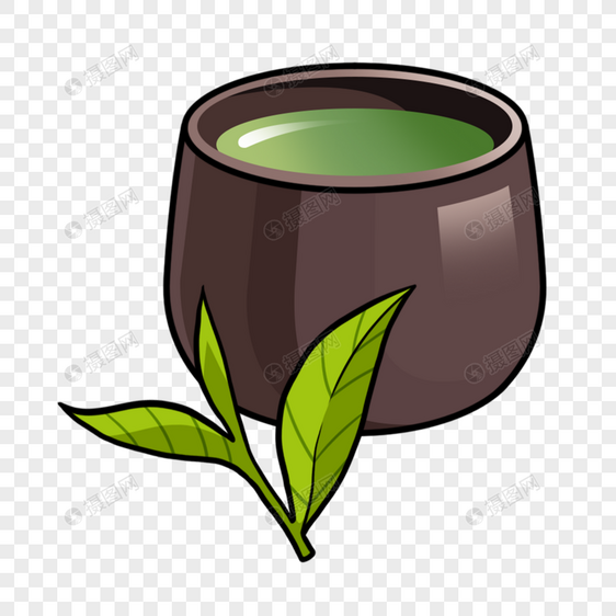 茶蛊黑色绿叶茶图片绘画图片