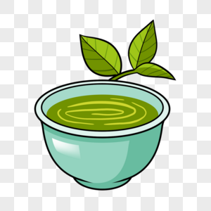 茶水杯子绿叶图片创意图画图片