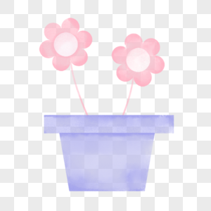 花朵花粉色盆栽图片创意绘画高清图片
