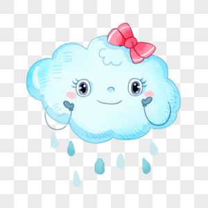 云朵雨滴粉色蓝色创意插图图片