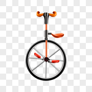 独轮车橙色金属质感杂技自行车图片