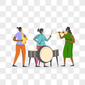 三个非裔年轻女乐队音乐演奏图片