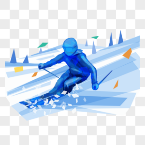 滑雪运动蓝色抽象图片