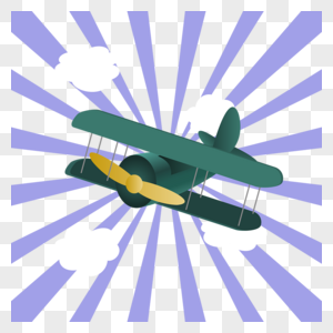 双翼飞机卡通风格绿色图片