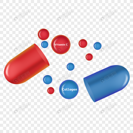 维他命红色形状分子模型图片