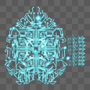 大脑电路发光抽象几何图案高清图片