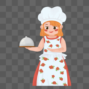 女厨师烹饪食物卡通可爱形象图片
