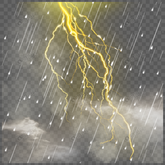 雷雨天气闪电黄色抽象图片