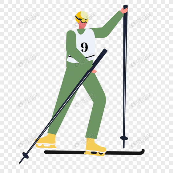 滑雪人物冬季运动插画图片
