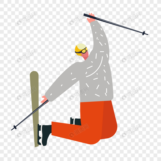 滑雪人物卡通运动插画图片