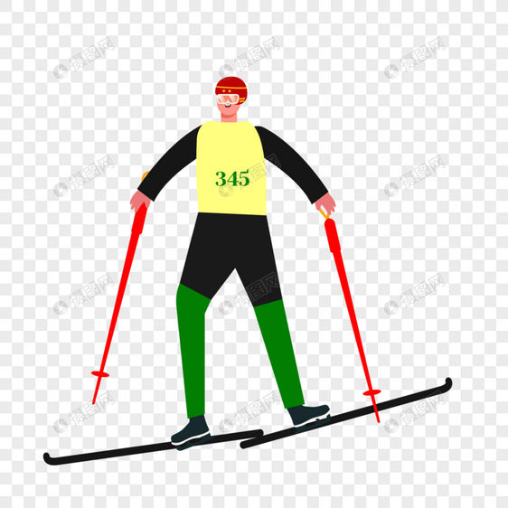 冬季滑雪卡通人物图片