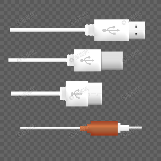 数据线计算机连接线插口白色红色卡通数码图片