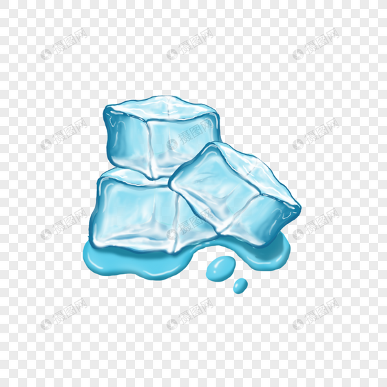 冰块部分融化成水透明图案图片