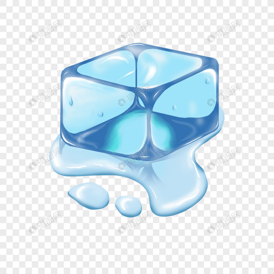 冰块融化液滴水面插画图片