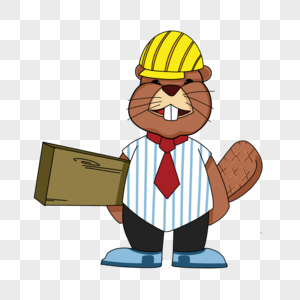 海狸工人卡通动物棕色图片