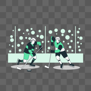 两个曲棍球冰球运动员赛场比赛插画图片