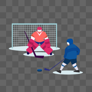 两个冰球运动员曲棍球比赛运动插画图片