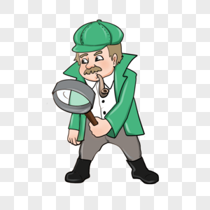侦探卡通男人物绿色图片