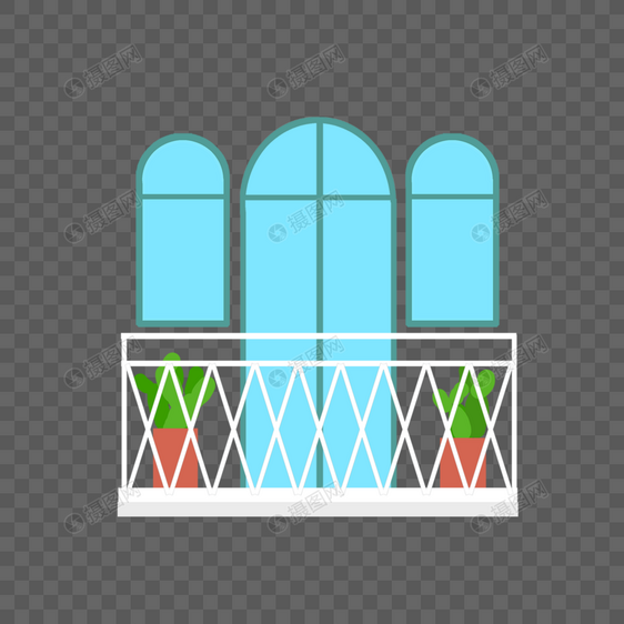 阳台栏杆窗户玻璃建筑卡通图片