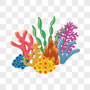 珊瑚热带海底植物风景插画图片