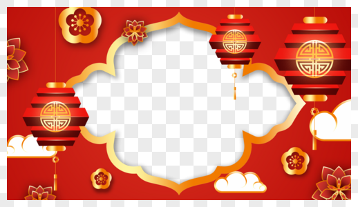 春节红色喜庆的悬挂灯笼边框图片